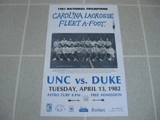 1982 UNIVERSITY OF NORTH CAROLINA TAR HEELS LACROSSE UNC vs. DUKE BLUE DEVILS
