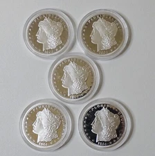 5 Cook Islands 1964 Morgan Tribute 2018 One Dollar Queen Elizabeth Tribute Coins