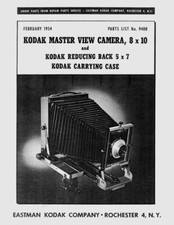 Kodak Master View 8x10 Illustrated Parts List Manual Reprint