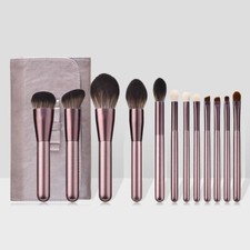 Set of 12 Makeup Brush with Case, Professional Cosmetic Makeup Brushes