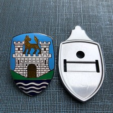 VW Käfer Wolfsburg Logo Haubenemblem mit Halter 51-59 Brezel ovali Käfer  blau