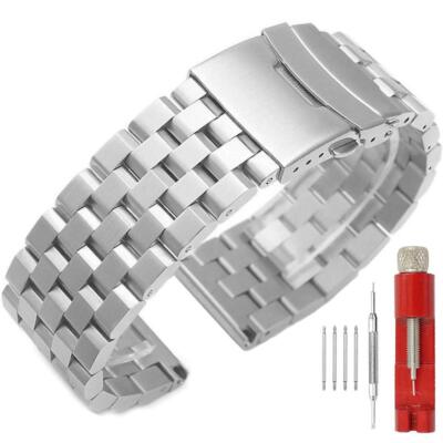 New 18 20 22 24mm  Metal Watch Band Premium Solid Stainless Steel Watch Straps