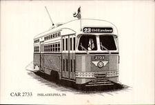 Tram Car2733 Postcard Philadelphia PA Transport USA Illustration Art