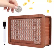 Wooden Piggy Bank With Counter For Coins 10000 Saving Challenge Box