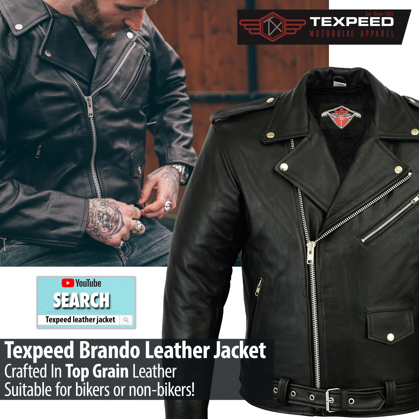 Leather Brando Motorbike Jacket Marlon Biker Motorcycle With Genuine CE Armour
Opens in a new window