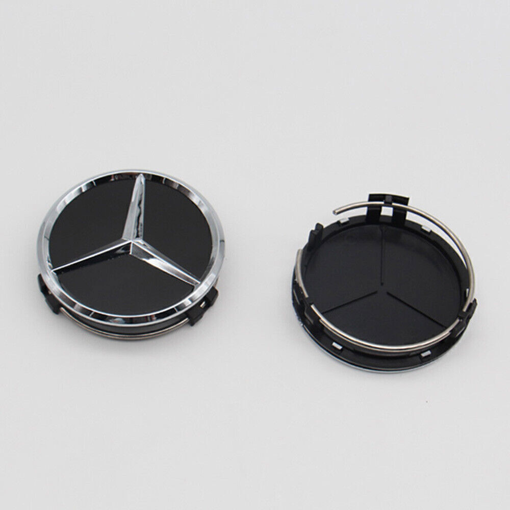 Fit For Mercedes C E S 75MM Black Badge 4 x Wheel Center Hub Caps ...