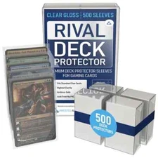 Premium 500 Count Rival Clear Gloss Deck Protectors MTG Card Sleeves Clear TCG