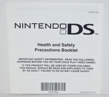 Nintendo DS Health  Safety Precautions Replacement Manual Booklet Insert 55878A