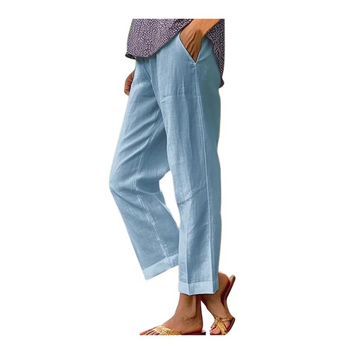 Damenhose Mit Elastischem Bund Weites Bein Jogger Chinohose Damenbundhose C8 - Bild 4 von 13