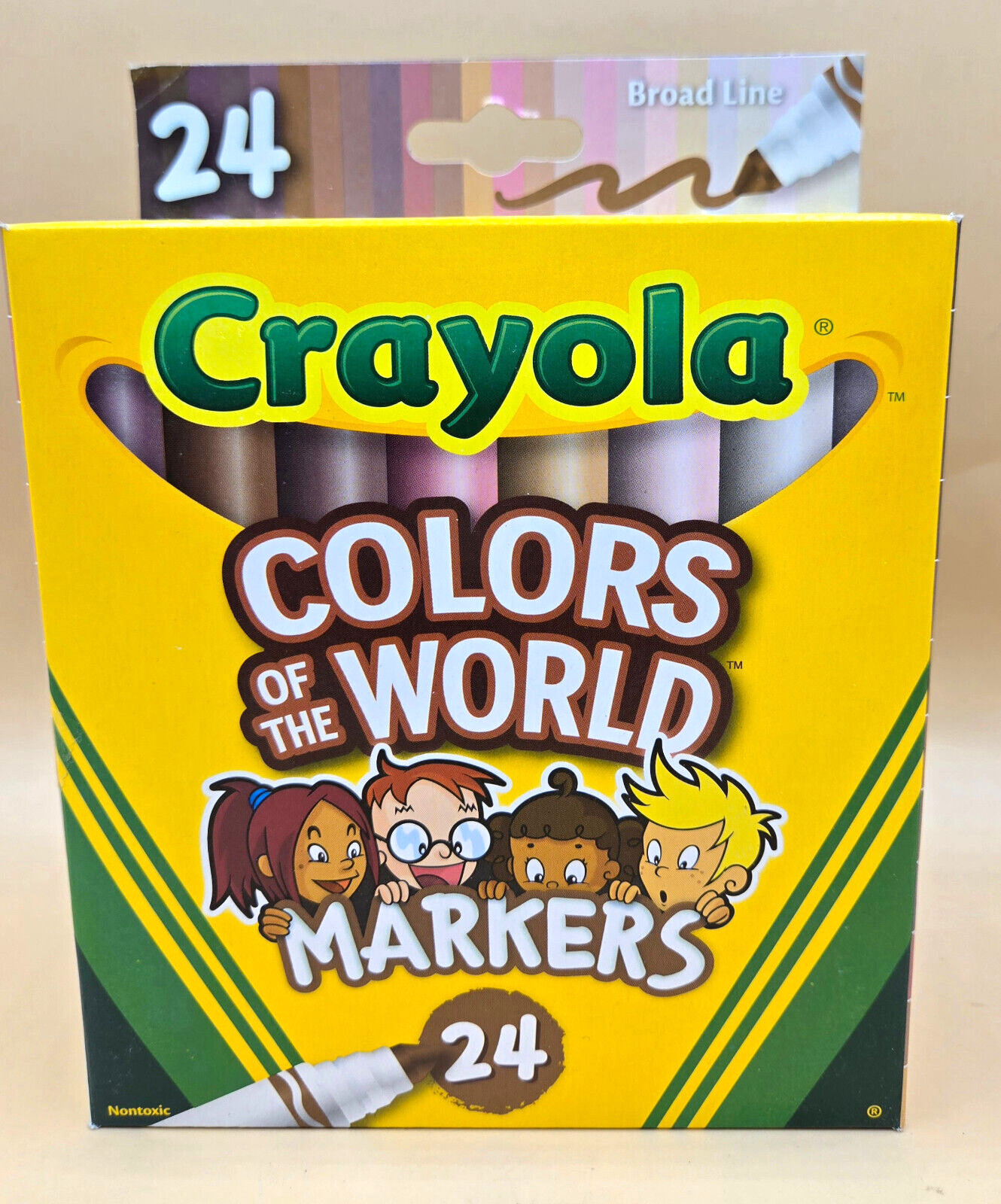 Crayola COLORS OF THE WORLD 24 Broad Line Washable Markers, 