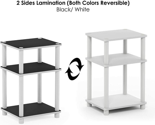 Furinno Side Table For Small Spaces Coffee Tray PVC Tubes 3-Tier End Table White - Picture 5 of 8