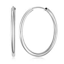 Wellingsale 14k White Gold 2mm Endless Classic Hoop Earrings 30 x 30 mm 
