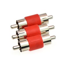 3pcs Red RCA Audio Video Barrel Butt Connector Coupler Adapter M to M Plug Jack