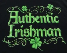 AUTHENTIC IRISHMAN Irish Heritage Pride Black SS T Shirt Size L (NWOT)