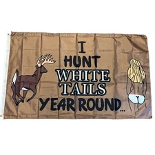 I Hunt White Tails Year Round Flag 3x5 ft Polyester American Flag Banner Decor