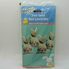 4 Easter Bunny Fabric Treat Sacks Ties 4 x 8