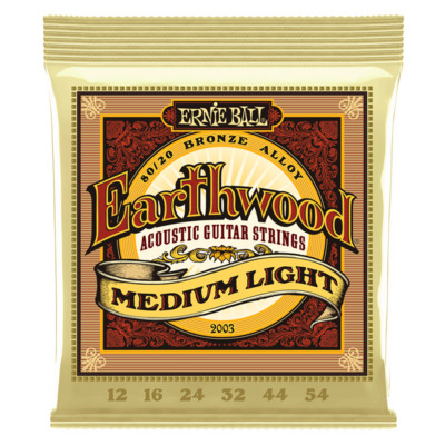Ernie Ball 2003 Medium Light 12-54 80/20 Bronze Akustikgitarrensaiten 1-6er-Pack