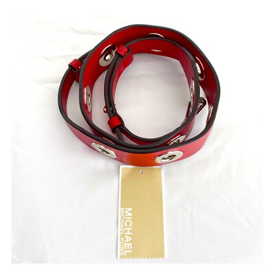 Michael Kors Bright Red Silver XL Grommet Guitar Universal Handbag 