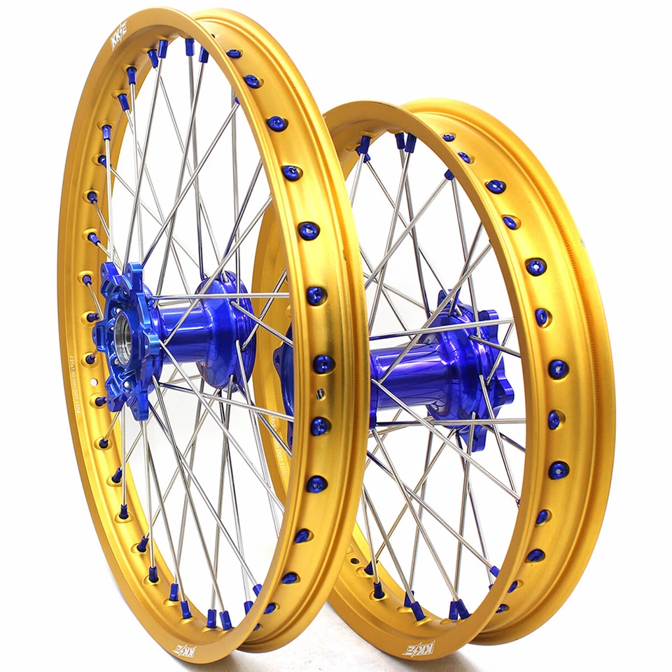 KKE 21/18'' Cast Wheels Rims Fit Yamaha YZ125 YZ250 1999-2025 YZ250F YZ450F Gold - Image 2 of 4