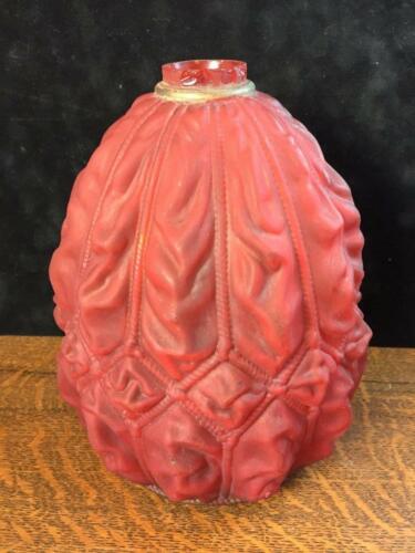 Antique Bradley & Hubbard Cranberry Red Glass Lamp Light Bottom Base Globe ONLY - Picture 1 of 10