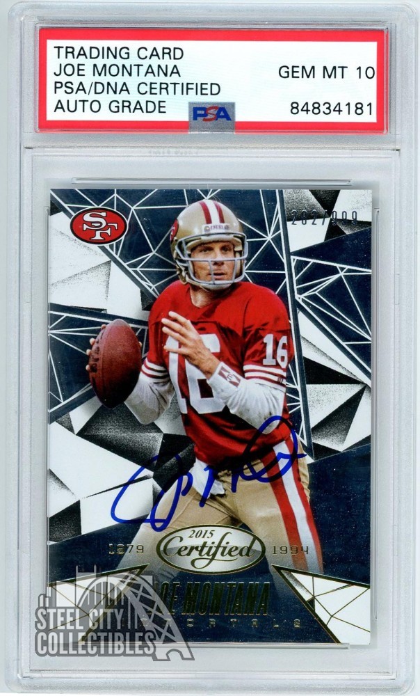 Joe Montana 2015 Panini Certified Autograph Card #101 /999 PSA/DNA 10