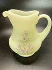 Fenton Custard Creamer Vase With Flowers That Sparkle 1970 Glows Artist Signed