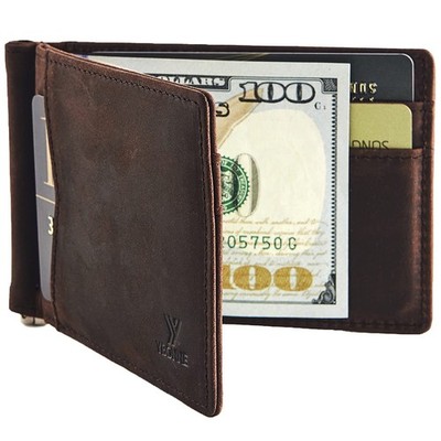 Mens Slim Wallet Money Clip Front Pocket RFID Blocking Thin Bifold Leather Card