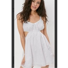 NWOT American Eagle White Eyelet Cutout Mini Dress 100% Cotton Size Medium