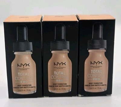 Lot of 3 NYX TOTAL CONTROL PRO DROP FOUNDATION Adjustable Liquid Medium Buff