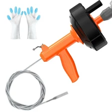 Drain Snake, Drain Auger with Drill Adaptor, 25 Feet Plumbing Snake Auto Feed...