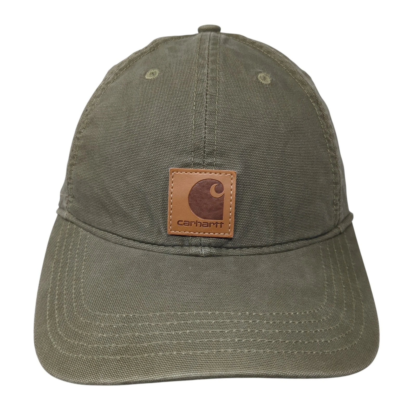 Carhartt Strapback Hat Brown One Size Adjustable Casual Leather Patch