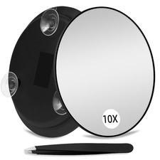 10X Magnifying Mirror with 3 Suction Cups, Large 6Inch round Travel Makeup Mirro