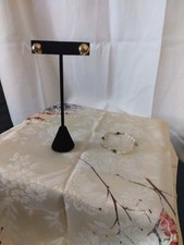 14 Kt Gold Dome Stud Earrings W/14KGold Pearl Amethyst...