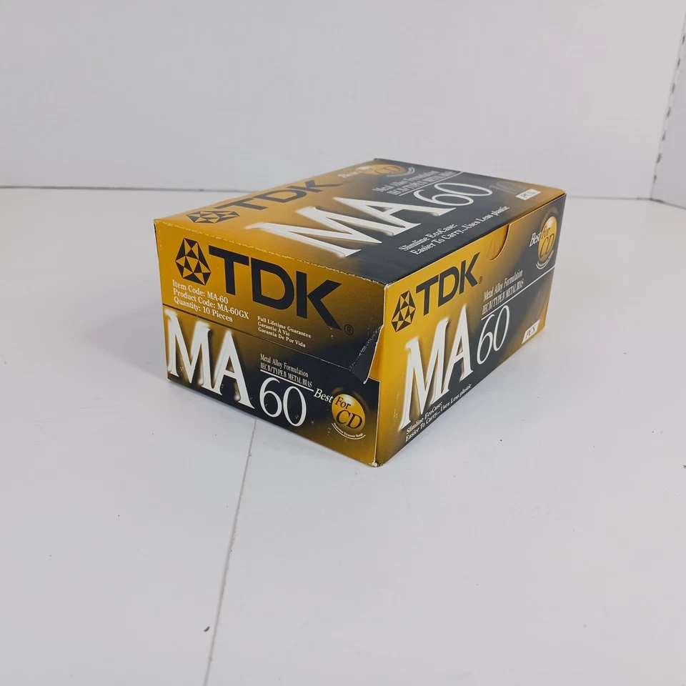 TDK MA-60 Metal Alloy Bias Type IV Blank Cassette Tape Sealed Box of 10 Tapes - Image 3 of 4