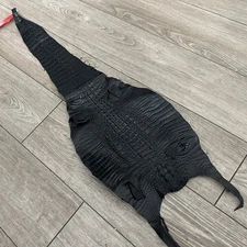 Black Genuine HornBack Nile Crocodile Hide Leather Skin Gator Croc Scrap 4006