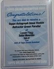 Cooper Flagg 2025-26 Topps Chrome Redemption Auto Green /99 Refractor Redeemed!