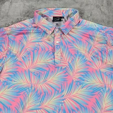 Sunday Swagger Polo Shirt Mens XL Pink Blue Tropical Golf Performance Stretch
