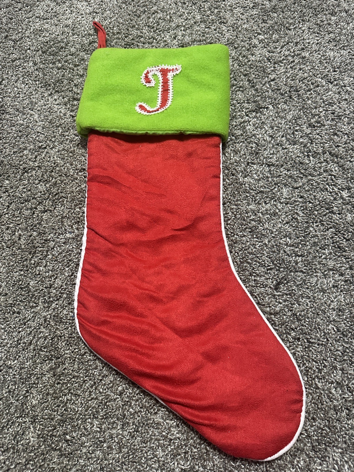 Vintage Target Green Red Monogrammed J Christmas Stocking Old World | eBay