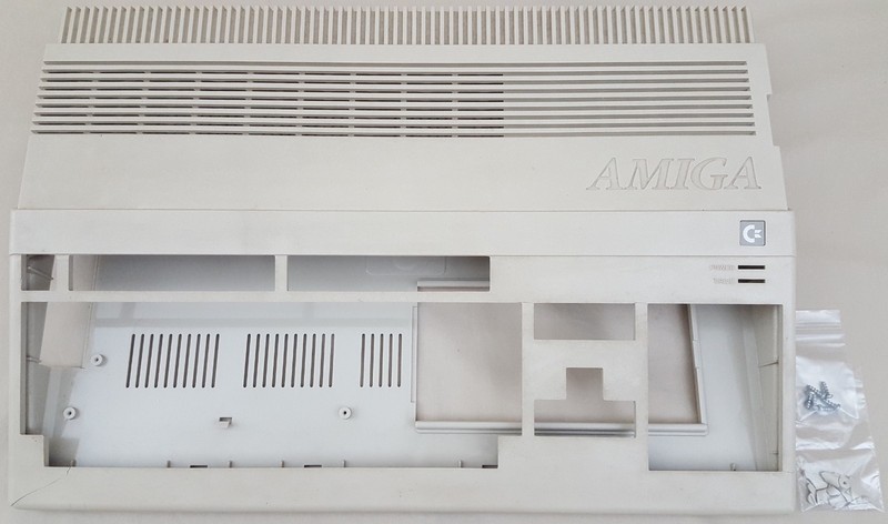 Commodore Amiga 500 A500 Plastic Computer Case with Screws - ASIS! Top Busted Up