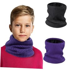Kids Neck Warmer Winter Neck Gaiters,Fleece Balaclava Cold Weather Black purple