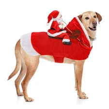 Santa Dog Costume Christmas Pet Clothes Santa Claus Riding Pet Cosplay Costum...