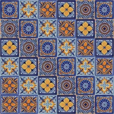 Mexican Tiles Mix Box of 100 Talavera Tiles Hand Painted 5 Colonial Patterns F70