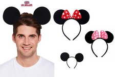 Mickey Minnie Mouse Ears Headband Alice Band Fancy Dress Spotted Bow Ladies Girl
