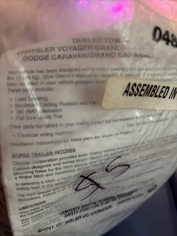 Paquete de remolque Chrysler Grand Voyager Town Country Dodge Grand Caravan Foto 2 de 3