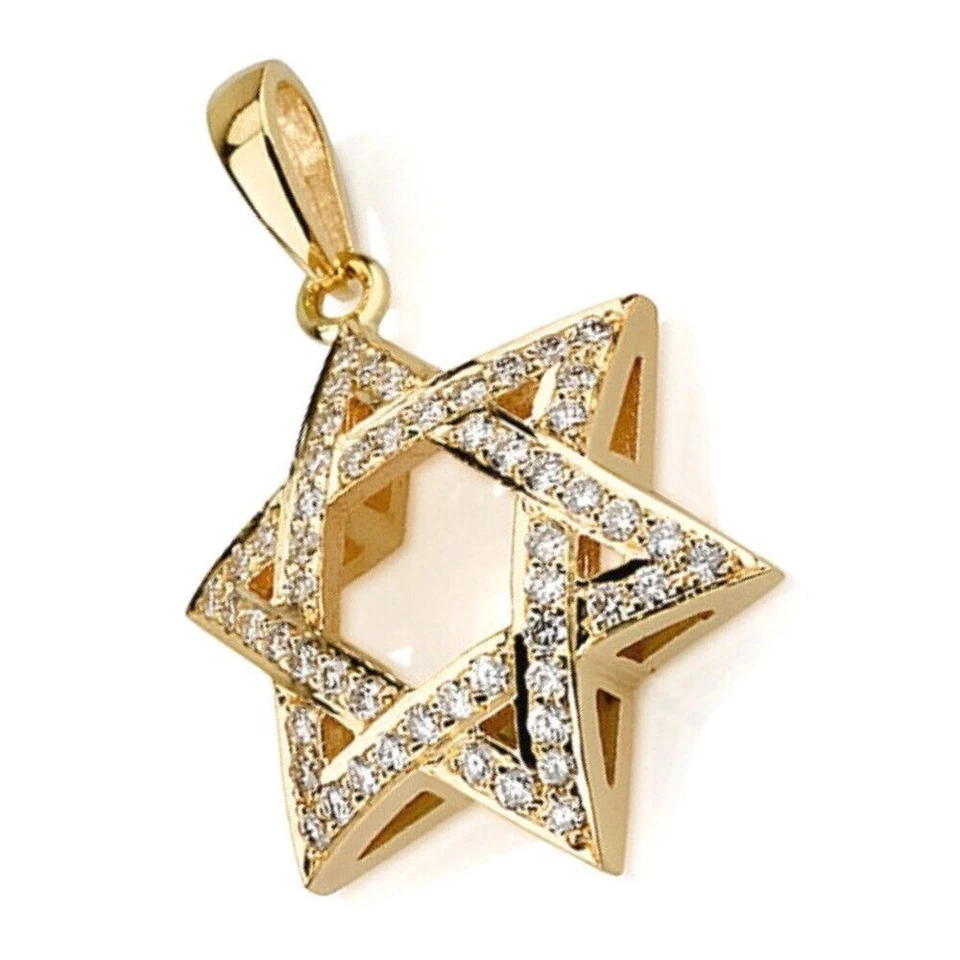 2.0Ct Round Cut Moissanite Star of David Charm Pendant In 14k Yellow Gold Plated - Image 3 of 4