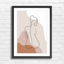 Minimalist Line Art Female Figure Portrait Original Framed Wall Art Print Large
