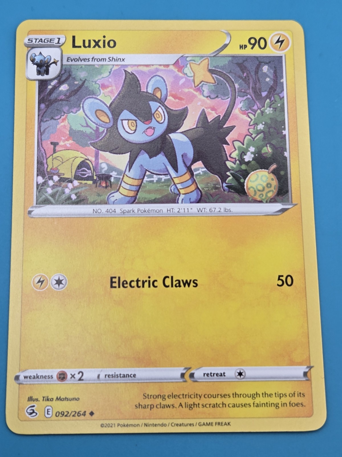 Pokemon Fusion Strike Luxio Regular Uncommon Card 092/264 NM