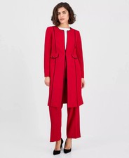 Kasper Womens Open-Front Piping Trim Crepe Topper Jacket Red Size 4 NEW w/ Tag