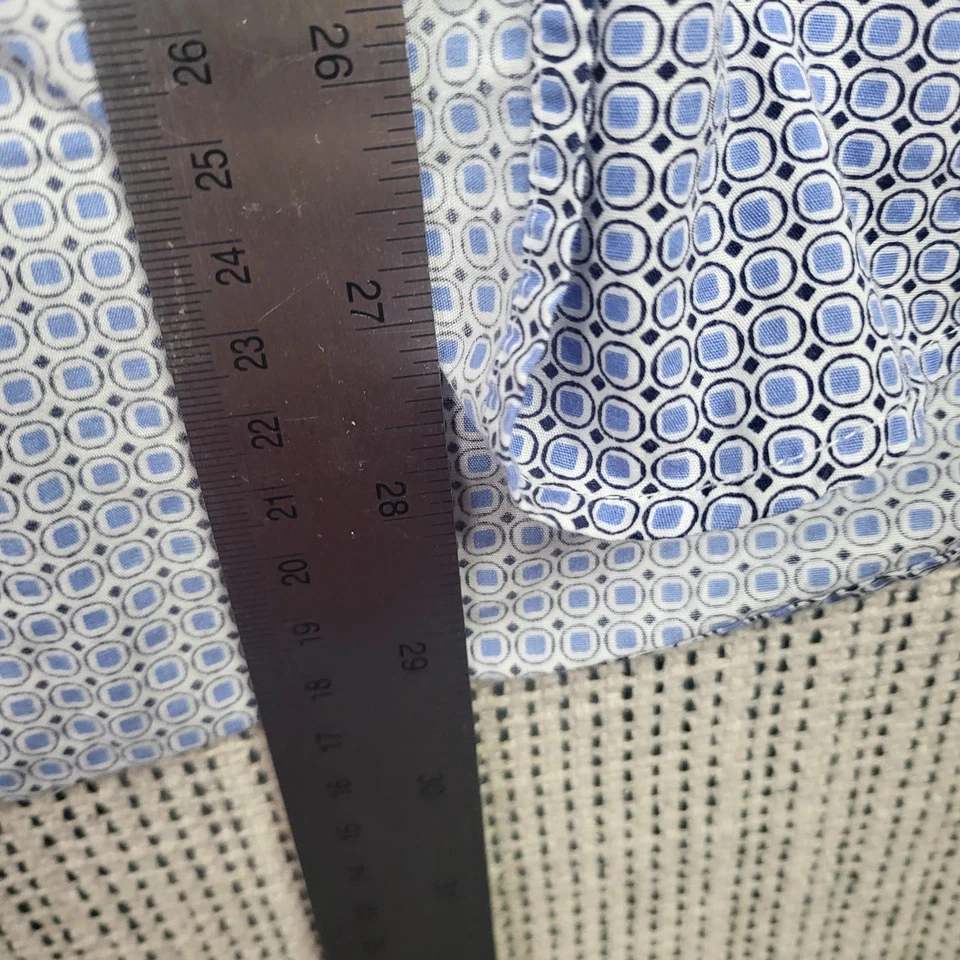 Camisa Tallia Para Hombres XL Azul Patrón Geométrico Abotonada Manga Larga Vestido Informal Foto 4 de 4