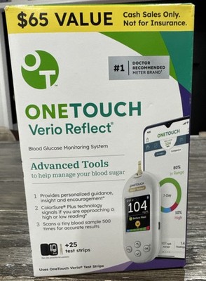 OneTouch Verio Reflect Blood Glucose Monitoring System + 25 Strips - Exp.2-28-27